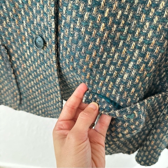 Vintage Chester Weinberg Green Multicolor Woven Stitch Double Breasted Blazer - Picture 11 of 14